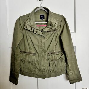 GAP Utility Full Zipper Cotton Jacket Army Olive Green with Pockets Size S